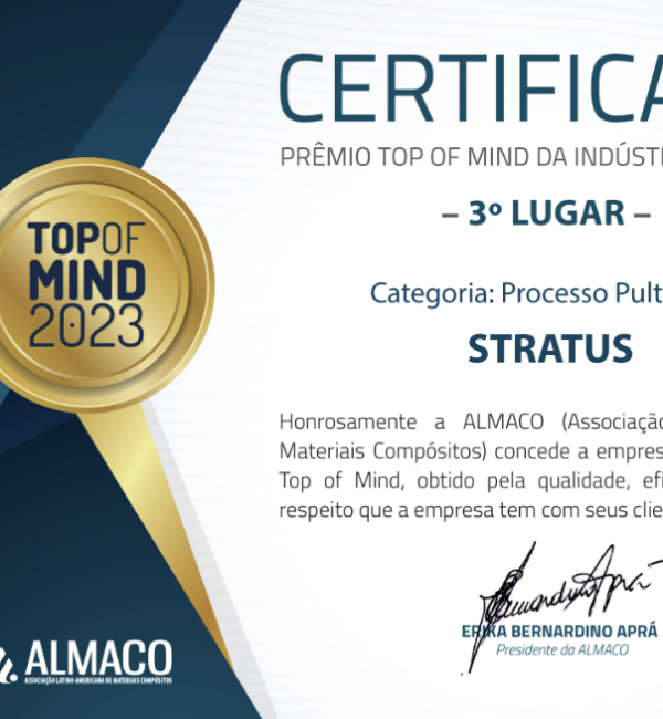 https://www.stratusfrp.com - STRATUS ganha prêmio TOP 3 - Inovação e Pultrusão da Indústria de compósitos 2023